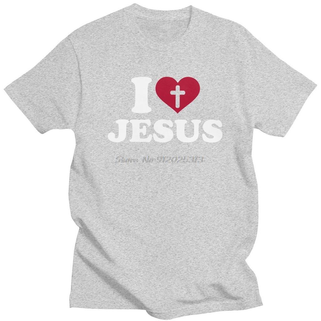 I Love Jesus T Shirt For Men Short Sleeved God Cross Religion Tshirt Church Christian Tshirt Fashion Cotton Tee Top  Gift