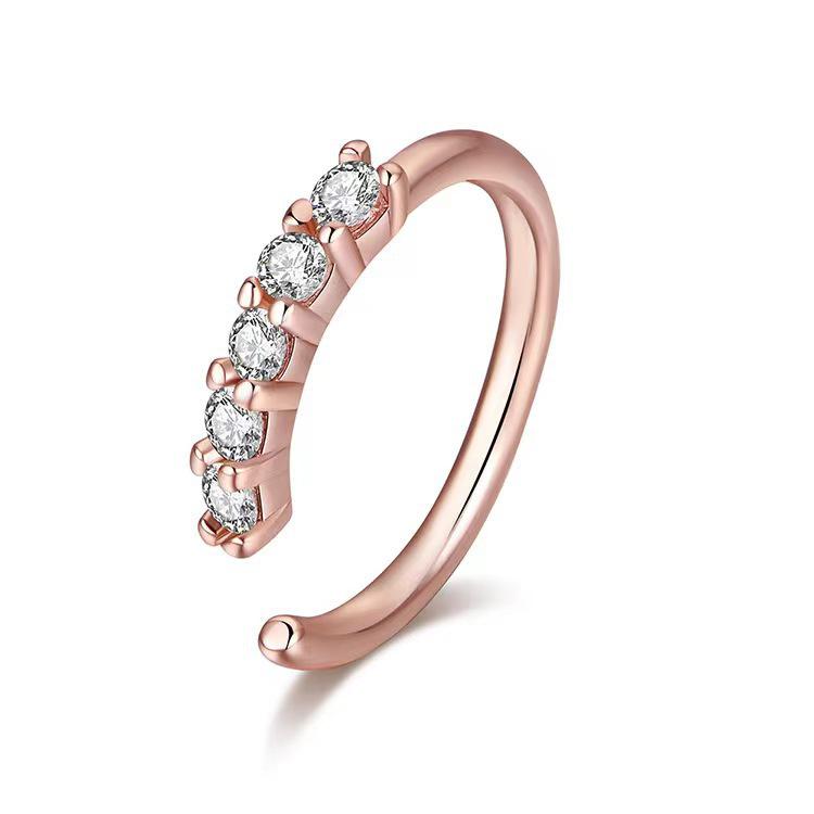 

European & American Arc-shaped Zirconia Nose Clip: Diamond-Studded, Hole-Free Copper Body Piercing Jewelry.