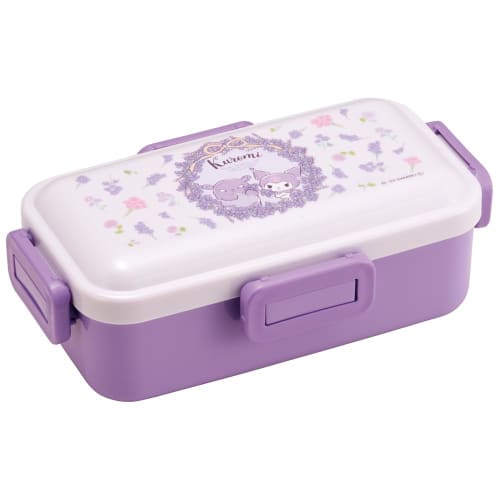 Skater Bento Box, 530ml, Single Tier, for Women, Made in Japan, with Leak-Resistant 4-Point Lock, Dishwasher and Microwave Safe, Sanrio Kuromi Flower