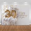 30th Birthday Party Decorations 30 Years Old Backdrop Supplies Black Gold Balloons Glitter Background Banner Photography Props