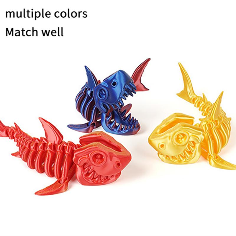 3D Printed Shark, Skeleton Model Jointed Full Movable Birthday Gift Realistic Animals Decorative Desktop