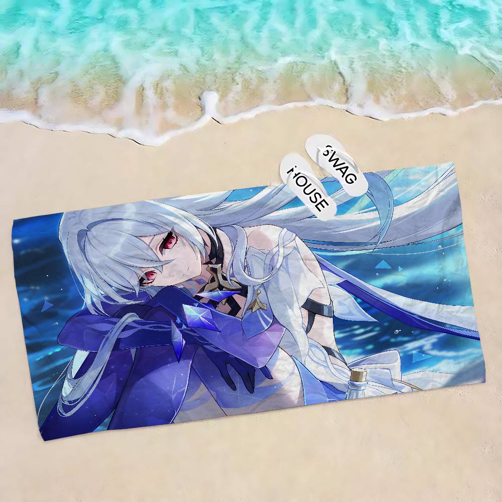 Genshin Impact Skirk Bath Towel Microfiber Soft Water Absorbing Breathable For Girl Kids Decorative Cartoon Beach Towel
