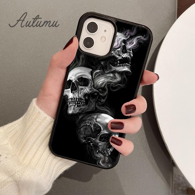 

Черный силиконовый чехол для телефона с изображением черепа ужасов для iPhone 11 12 13 14 Pro Max mini X XR XS SE 2020 6S 7 8 Plus Samsung S21 S22 iPhone 5 5s SE