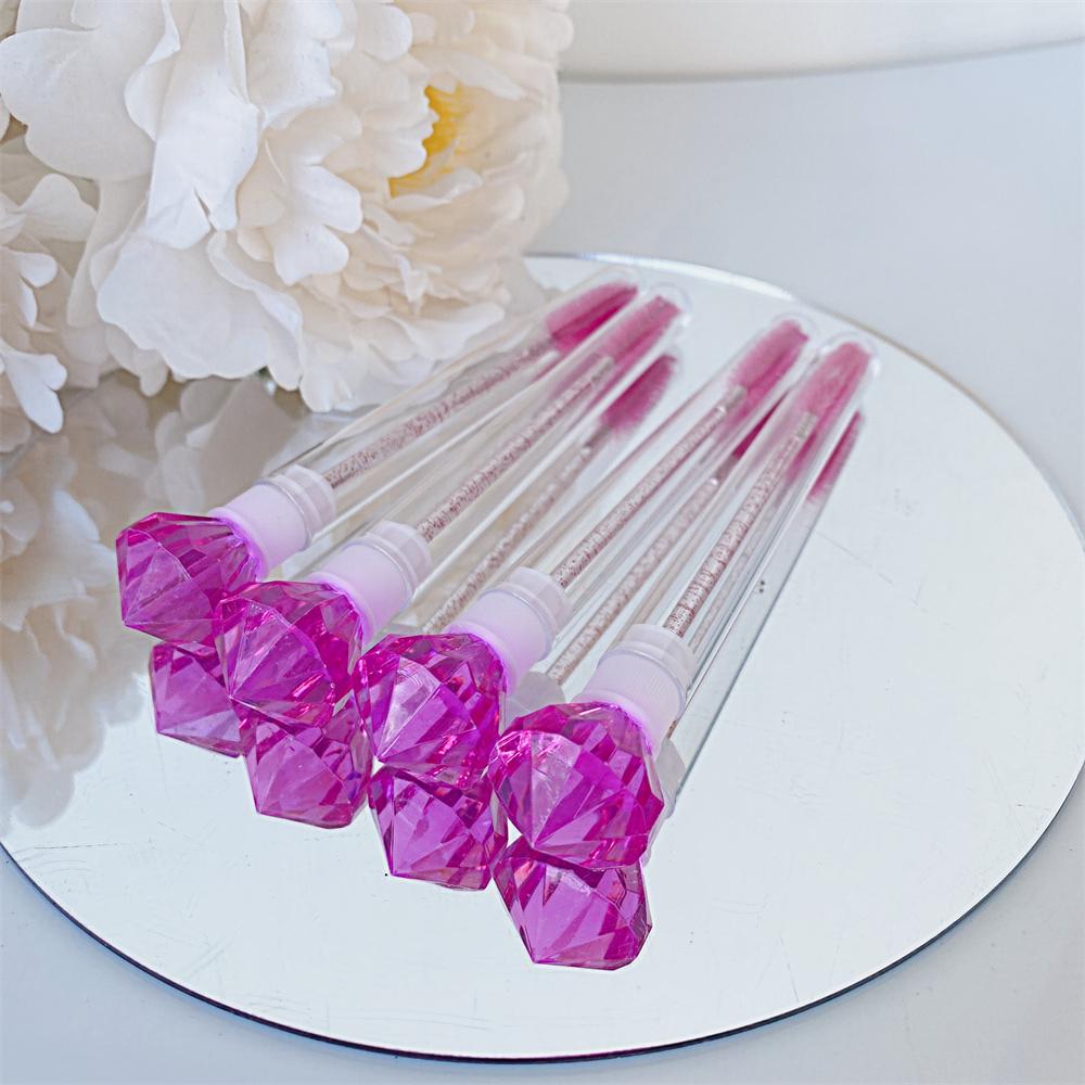 20 pcs Big Diamond Lash Brush Disposable Eyelash Brush Spoolie Mascara Wand In Tube