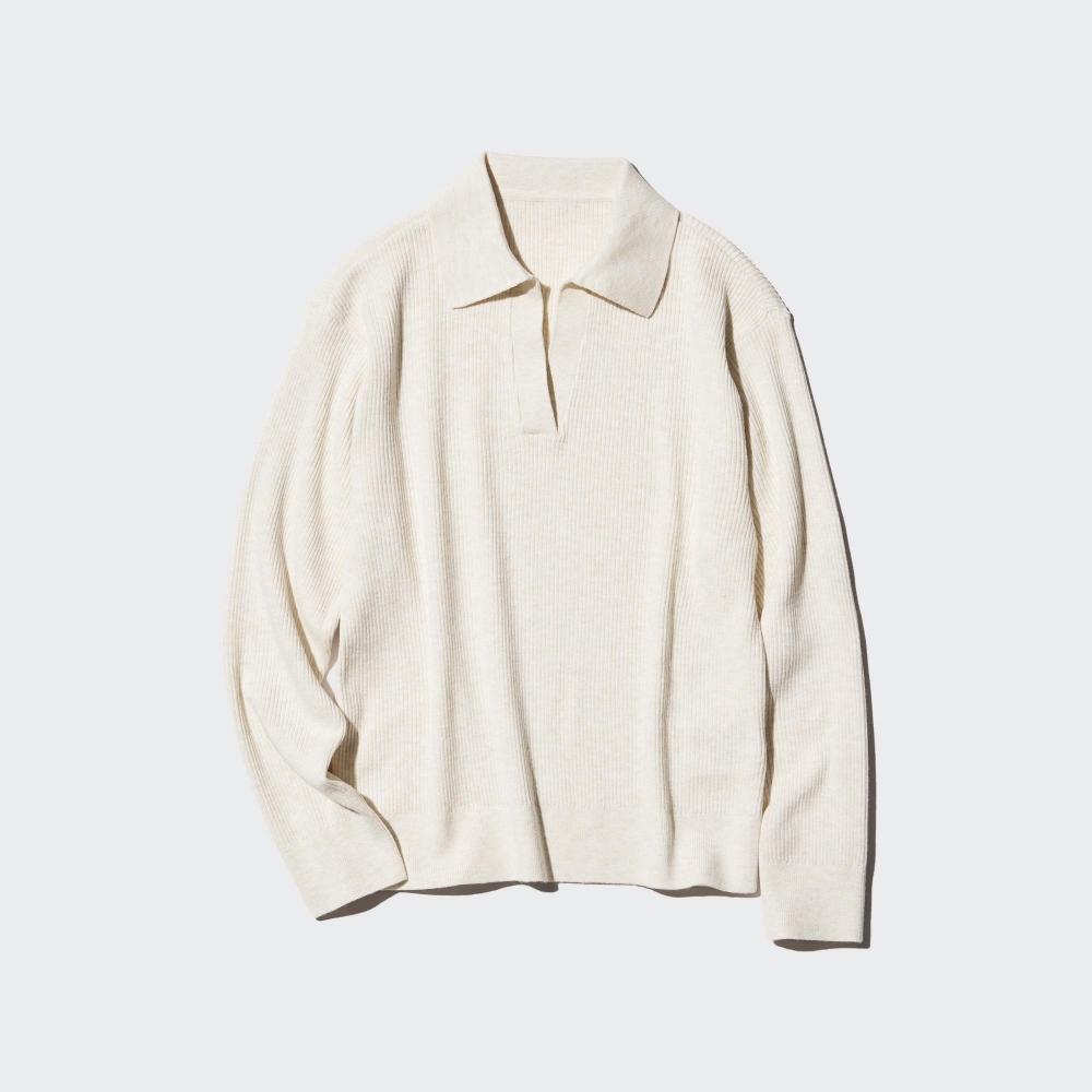 

Трикотажный свитер-поло UNIQLO, который можно стирать