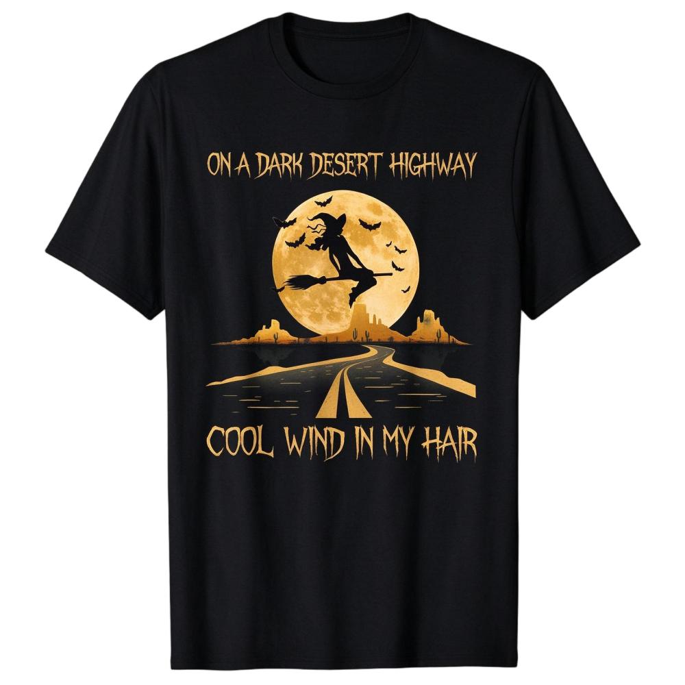 On A Dark Desert Highway Witch Halloween Graphic man's T-Shirt