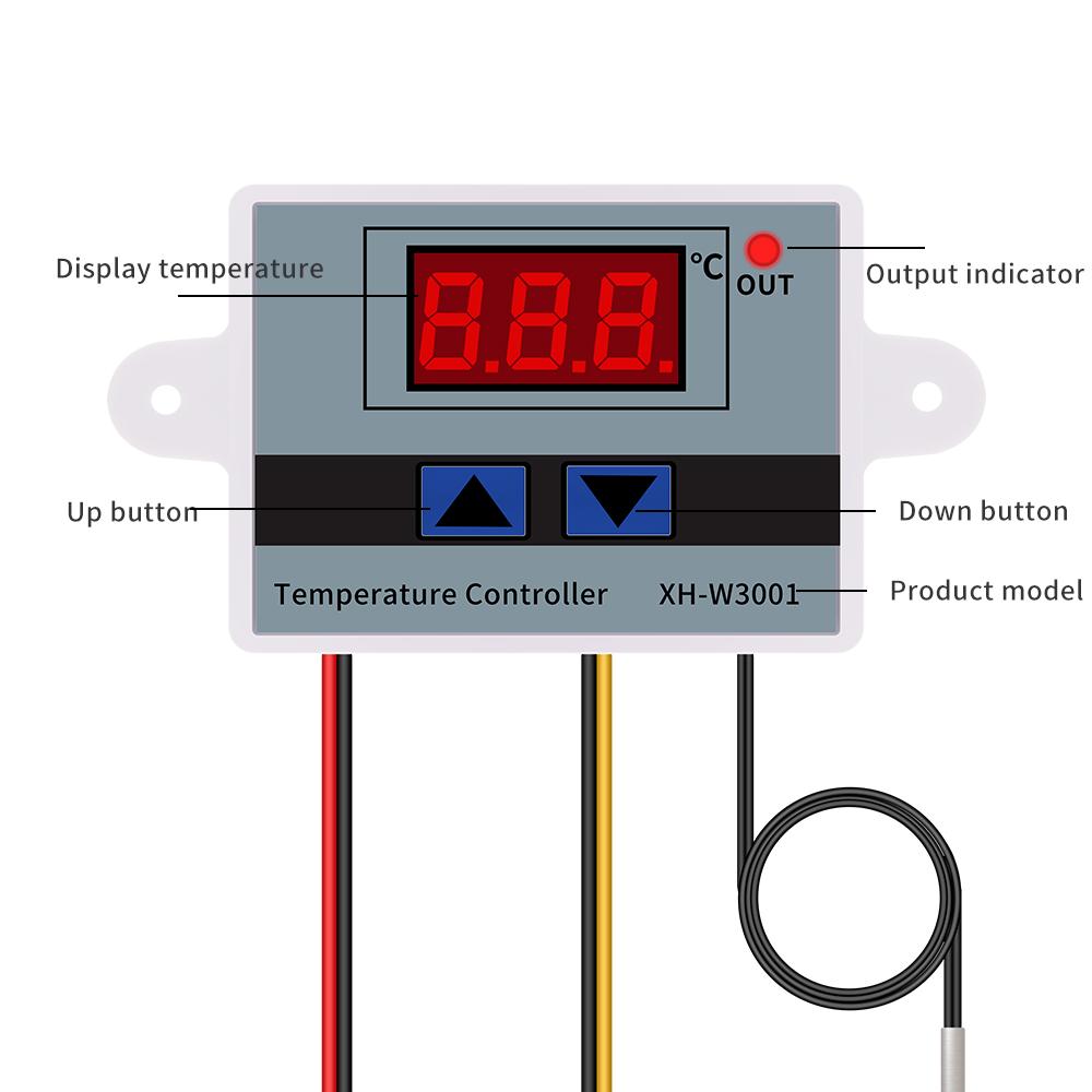 XH-W3001 Temperaturregler 220V Digitalthermostat Mikrocomputer Temperaturregelung Inkubator Kühlung Heizung Schalter NTC Sensor