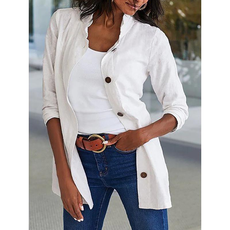 JPNTKY Women's Fashion Casual Solid Color Print Long Sleeve V Neck Coat