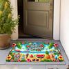 1pc 2D Flat Hello Summer Beach Palm Tree Watermelon Flannel Door Mat Non Slip Tropical Holiday Rug For Entryway Patio Floor
