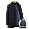 Men's Mid-Length Wool Coat with Removable White Goose Down Liner - Thickened Warm Windbreaker for Autumn/Winter Season