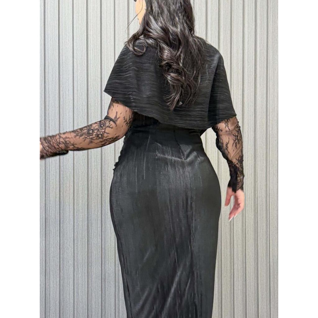 Fall Winter Women's Sexy Bodycon Lace Evening Dress for Party, European & American Style Evening Gown for Crossborder