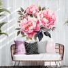Peony Floral Wall Stickers, Self-Adhesive Decor for Bedroom Background Wall Decoration