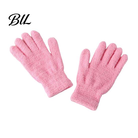 Fashionable Winter Handwear Warm Coral Fleece Gloves for Women, Soft Five Finger Comfortable Office Typing Mittens Gloves, Solid Color Thermal