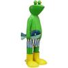 Froschfischer-Figur in Gummistiefeln, Metall-Gartendekoration