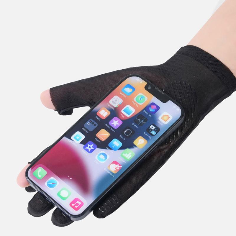 Ice Silk Sun Protection Gloves Men Cycling Summer Flip Finger Touch Screen Breathable Elastic Fishing Non Slip Driving Gloves