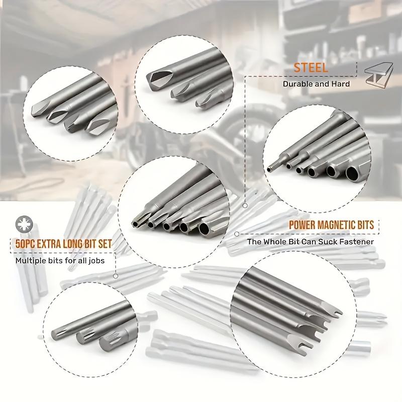 50-Piece Magnetic Screwdriver Bit Set - Extra-Long 75mm, Multifunctional & Durable, Perfect for DIY & Professional Use
