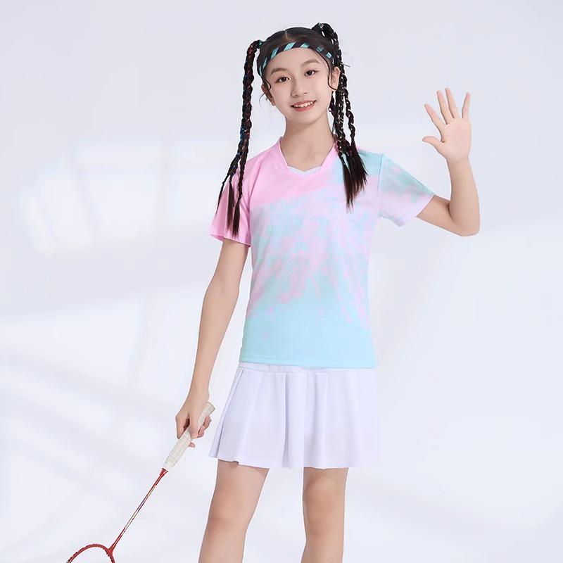 Custom Printed Quick-Dry Badminton Shirt Kids Unisex Sport Top Tennis Pickleball Training Competition Wear