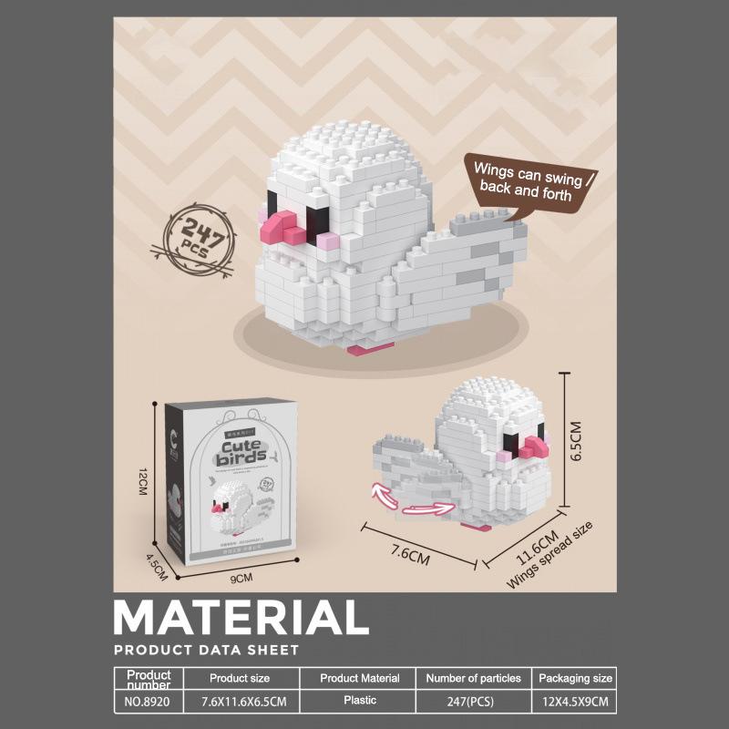 Păpușă DIY Papagal 3D Mini Blocuri de Construcție Diamant - Lumea Animalelor Papagal Set Combinat Complet Serie - Jucărie Creativă Blocuri de Construcție