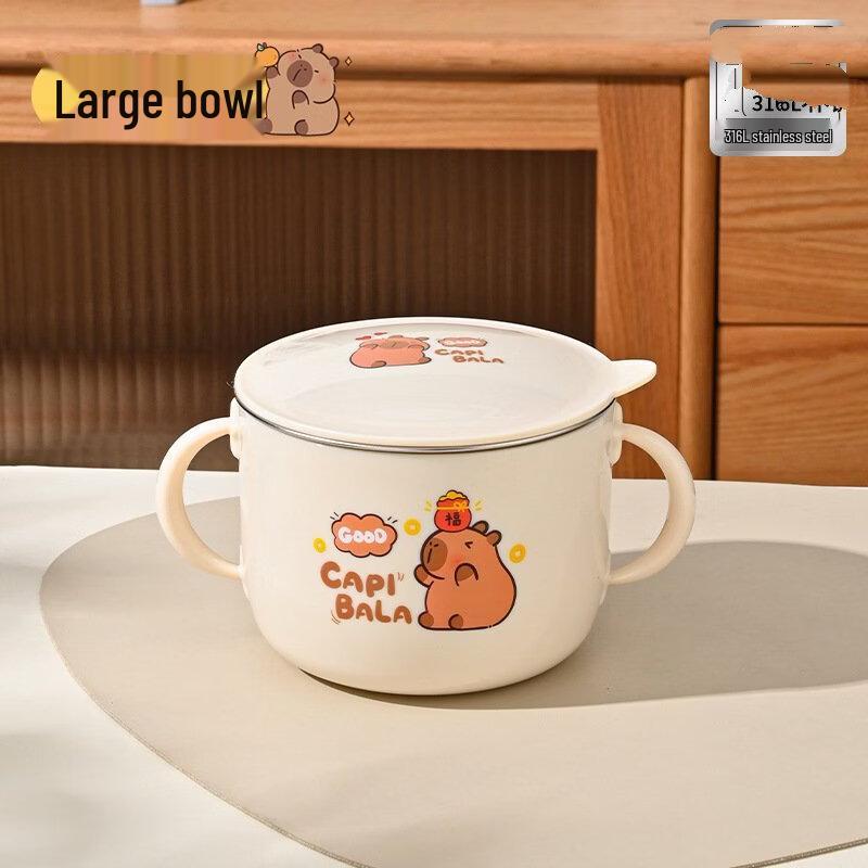 Wutuo Anti-Scald Stainless Steel Baby Feeding Bowl with Lid