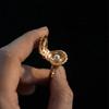 Exquisite Shell Finger Ring Surprise Open-and-close Ring Trendy Artificial Pearl Ring  Hipster
