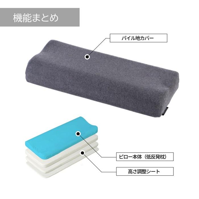 BIBILAB Gaming Long Pillow LFP-110-GY (Gray)7-Level Height Adjustment, 88cm LongMemory Foam, Washable Cover