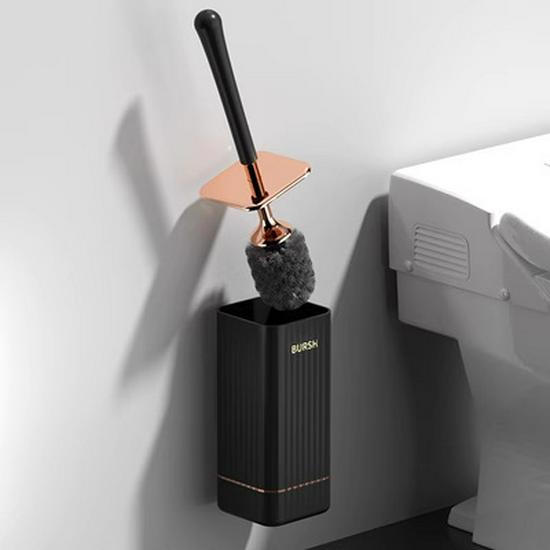 Wall-Mounted Silicone Toilet Brush with Storage Rack - No Dead Angles, Perfect for Bathroom Cleaning