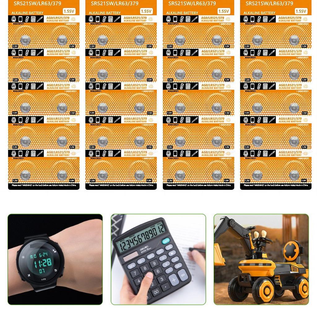 High Capacity Button Cell Battery Pack of 10/20/30/40pcs LR521 AG0 Batteries 8mAh 1.55V Button Cell Reliable Power