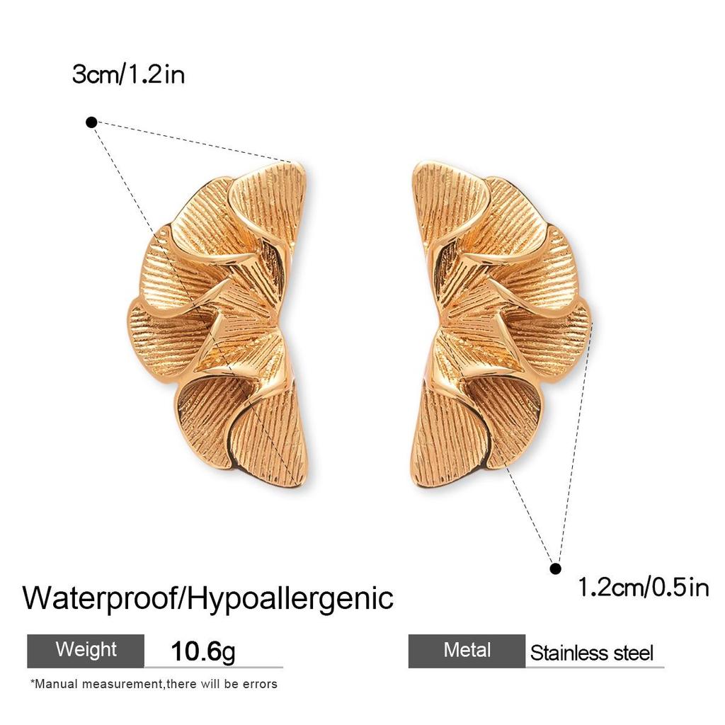 Stainless Steel Flower Pendant Stud Earrings - European & American Stylish Design, Textured, Advanced Sense Fashion Jewelry