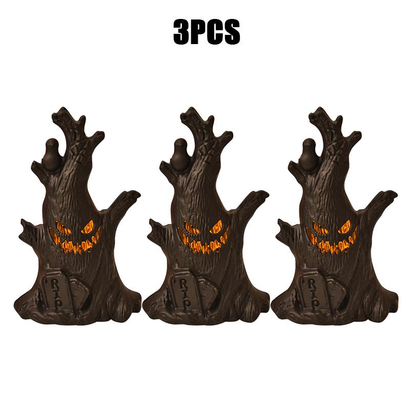 Halloween Decorations LED Ghost Lantern Candle Lights Stump Lanterns Holiday Ambience Ornaments Horror Decoration