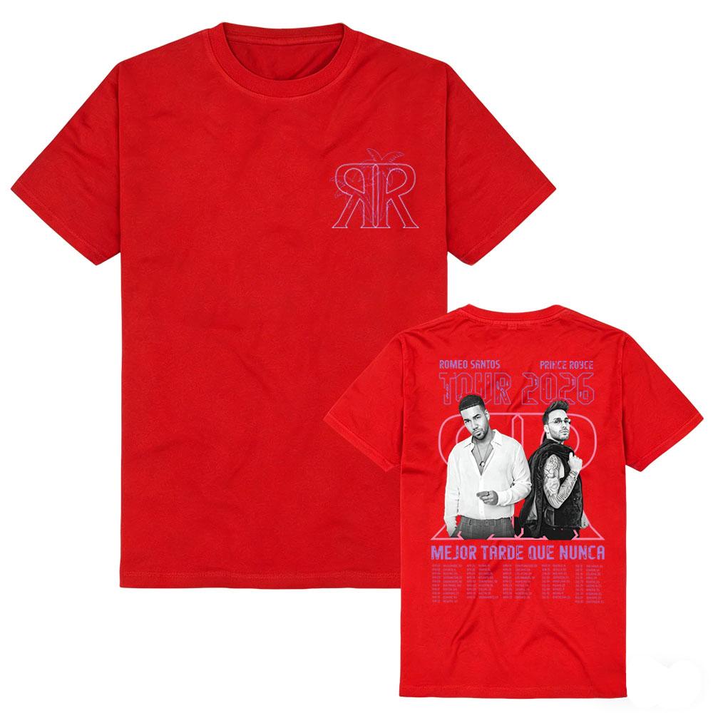Romeo Santos y Prince Royce BLTN 2026 Tour Camiseta con Foto Collage Vintage Cuello Redondo Algodón de Alta Calidad para Verano Adulto Unisex
