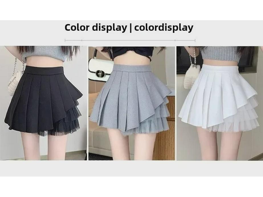 Women's White Pleated Mini Skirt, Ballet-Style High Waist A-Line Tutu Skirt