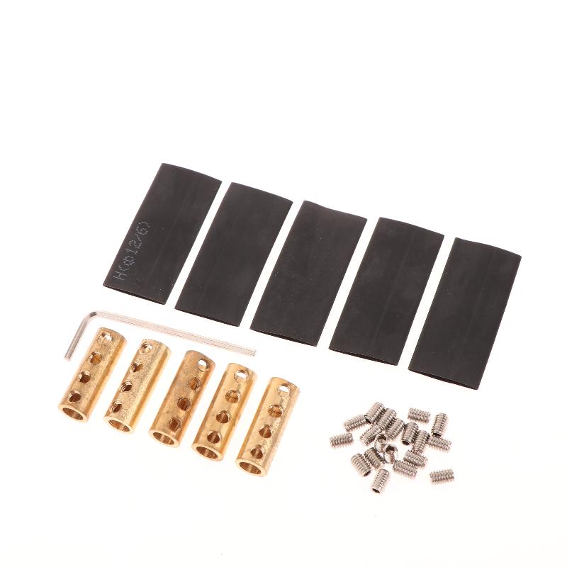 5Pcs Brass Terminal Block With Heat Shrink Tubing High Current Waterproof Quick Terminal Block Pressure Free Fast Connector