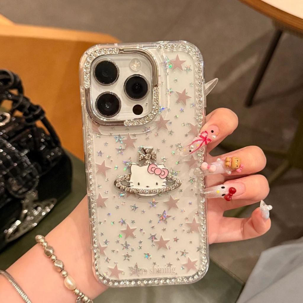 Hochwertige dreidimensionale Planet Thin Flash KT Katze Geeignet für IPhone 16 Promax Schutzhülle Apple 15 Handyhülle 14