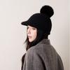 Solid Color Warm Wool Cap Thermal Ear Protection Hat Cute Pompom Plush Beanie  Winter
