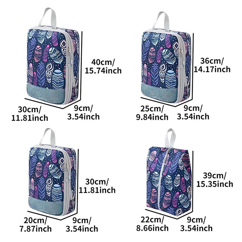 4Pcs Compression Storage Bag Large Capacity Foldable Packing Cubes Washable Expandable Luggage Storage Bags Set