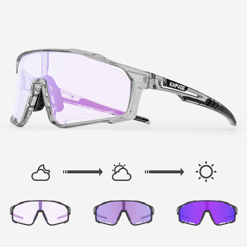 Kapvoe Gold Photochromic Glasses Cycling  Sunglasses Men Women Sports Speed Road Mtb Mountain Bike Bicycle Cycle Eyewear Goggle