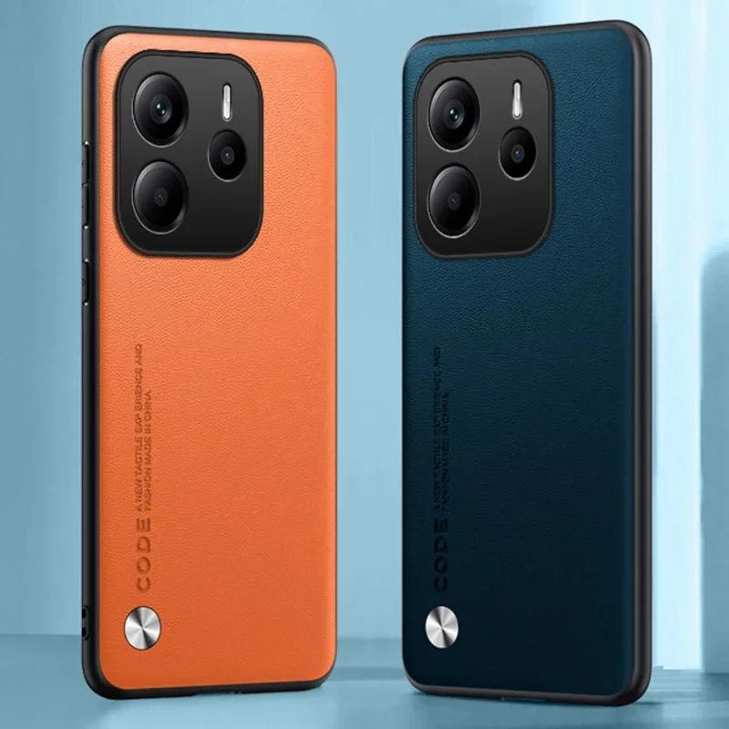 Luxury PU Leather Case For Xiaomi Redmi Note 14 4G Note14 Back Cover Silicone Protection Phone Case For Redmi Note 14 5G Coque
