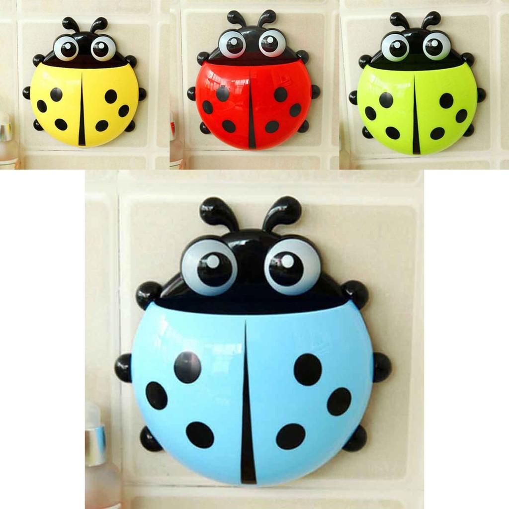 Adorable Ladybug Cartoon Toothbrush Holder With Charming Bathroom Wall Suction