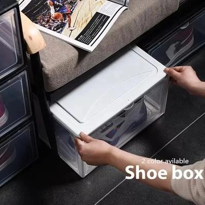 Thickened Transparent Shoe Box Plastic Drawer Stackable Dustproof Cabinets with Magnetic Side Open for Sneakers Closet Organizer