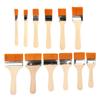 12PCS Flat Paint Brush Nylon Bristle Wooden Handle Aluminum Alloy Chip Paint Brush for BBQ Yellow 12PCS