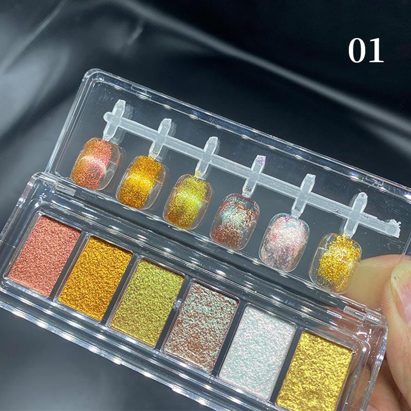 6Box/Set Aurora Pearl White Nails Powder Shell Mirror Pigment Chrome Effect Rubbing Dust Gel Polish DIY Nail Manicure Decoration