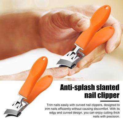 Nagelknipser mit weiter Backenöffnung, gebogen, für Senioren, spritzwassergeschützt, abgeschrägter Nagelknipser, langer Griff, gebogene Klinge, Nagelschneidewerkzeug