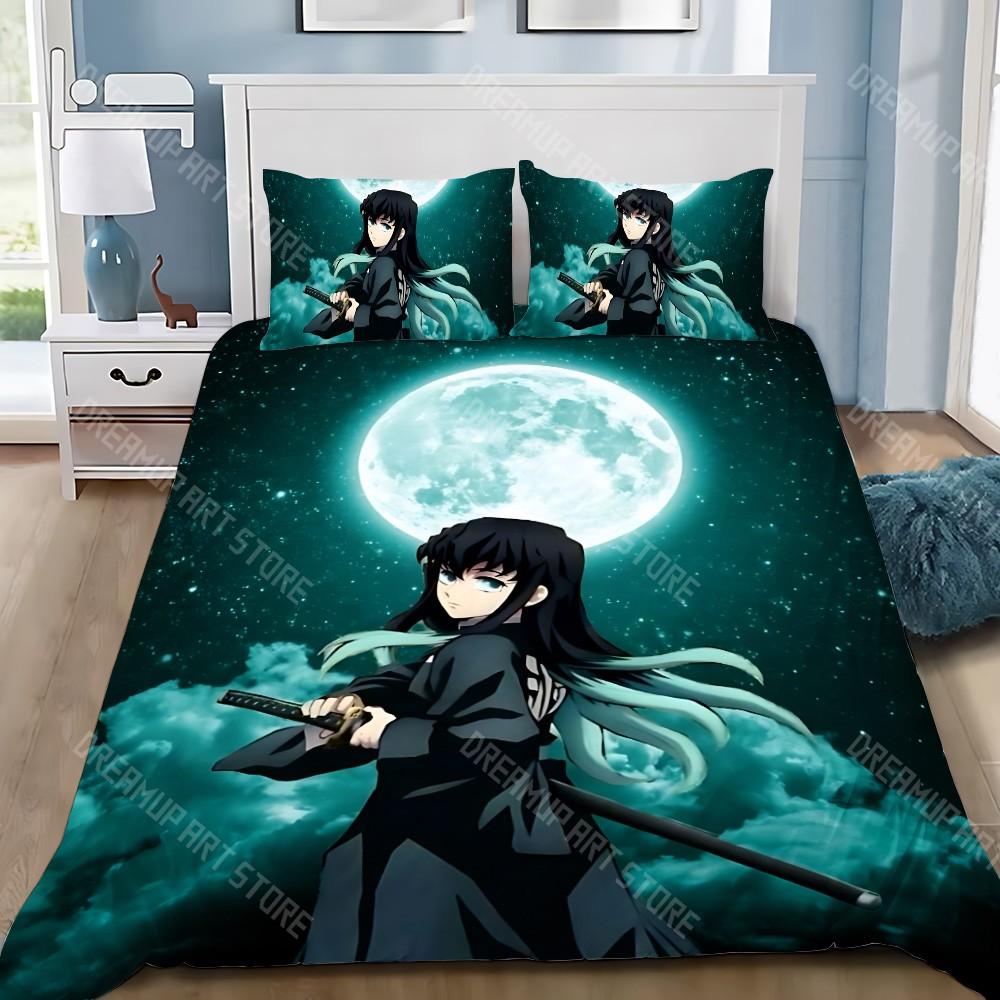 Demon Slayer Muichiro tokito Husă de Plapumă Față de Pernă Set de Lenjerie de Pat Adult Băiat Fată Decor Dormitor Cadou Copii Mărime Single