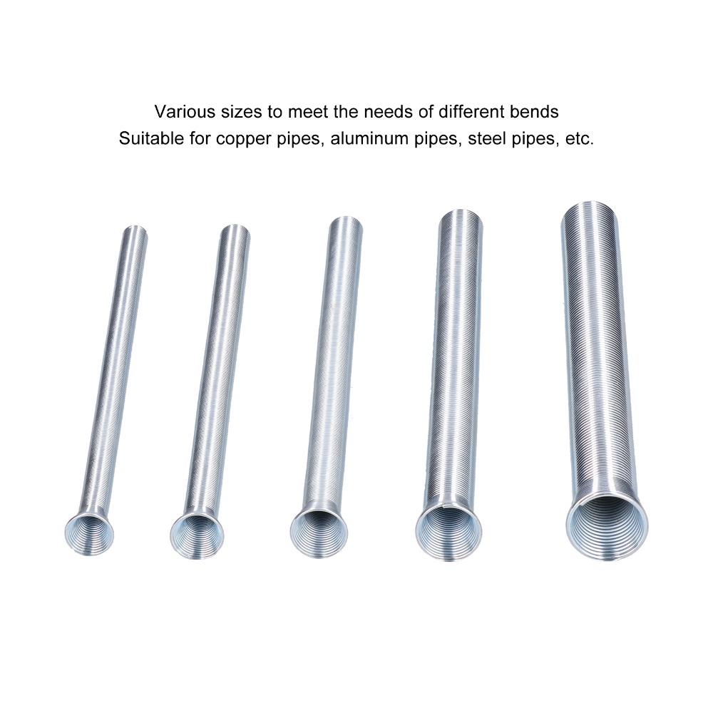 5 Pcs 1/4, 5/16, 3/8, 1/2, 5/8 Inch Spring Tubing Benders Kit For Brass, Aluminum, Thin Steel 5 In 1 Tube Bender Set