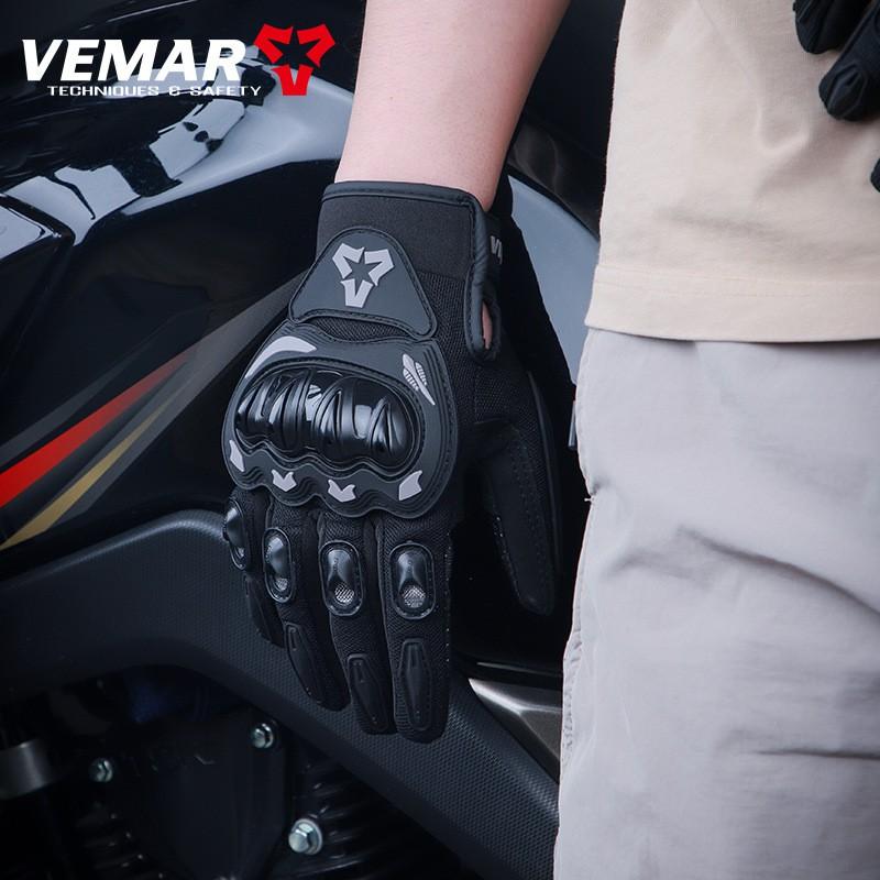Mens Full Finger Motorcycle Gloves Anti-Slip Crash Protection Breathable Touchscreen Compatible All Season Riding Gear