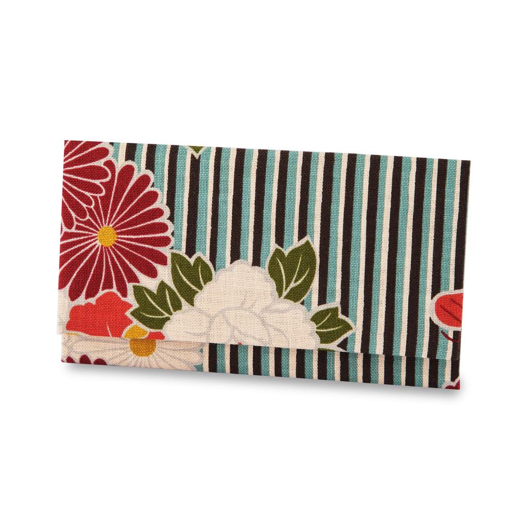 Noren Retro Flower Kaishi Case (Blue) Made in Japan, Includes Hakusha Scissors and Hakusha Bag, Tea Ceremony Utensils, Practice Utensils, and