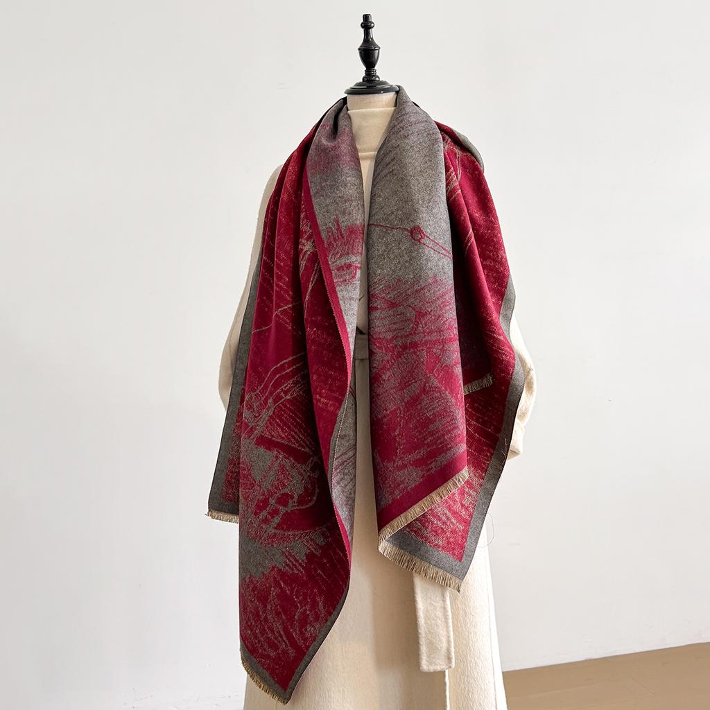 Luxury Cashmere Print Scarf for Women Winter Warm Shawl Wrap Bandana Pashmina Female Foulard Blanket Fashionable Access