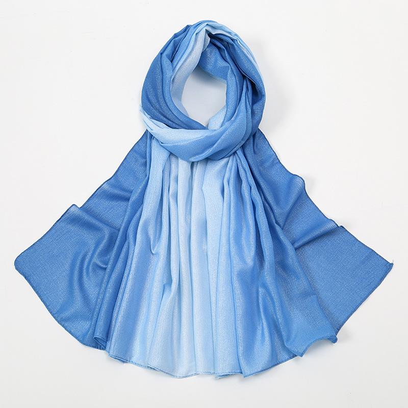 - Popular Gradual Change Color Matching Long Scarf New Bright Polyester Scarf Malaysia Indonesia Women'S Headscarf