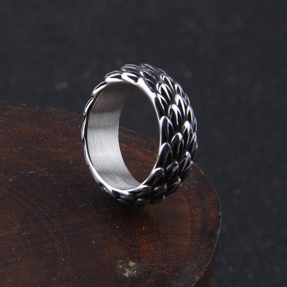 316L rostfritt stål Gothic Nordic Viking Dragon Scales Ring Dragon Scales Ring Snake Smycken Celtic Ouroboros Wrap Around