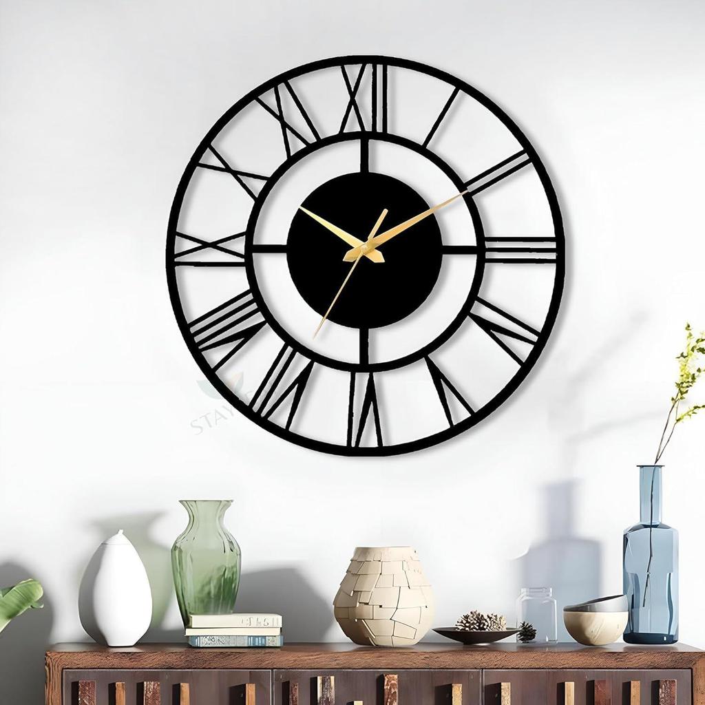 Metal Wall Clock for Living Room Stylish Latest | Fancy Big Size Wall Watch for Hall, Bedroom, Kitchen, Drawing Room | Decorative Antique